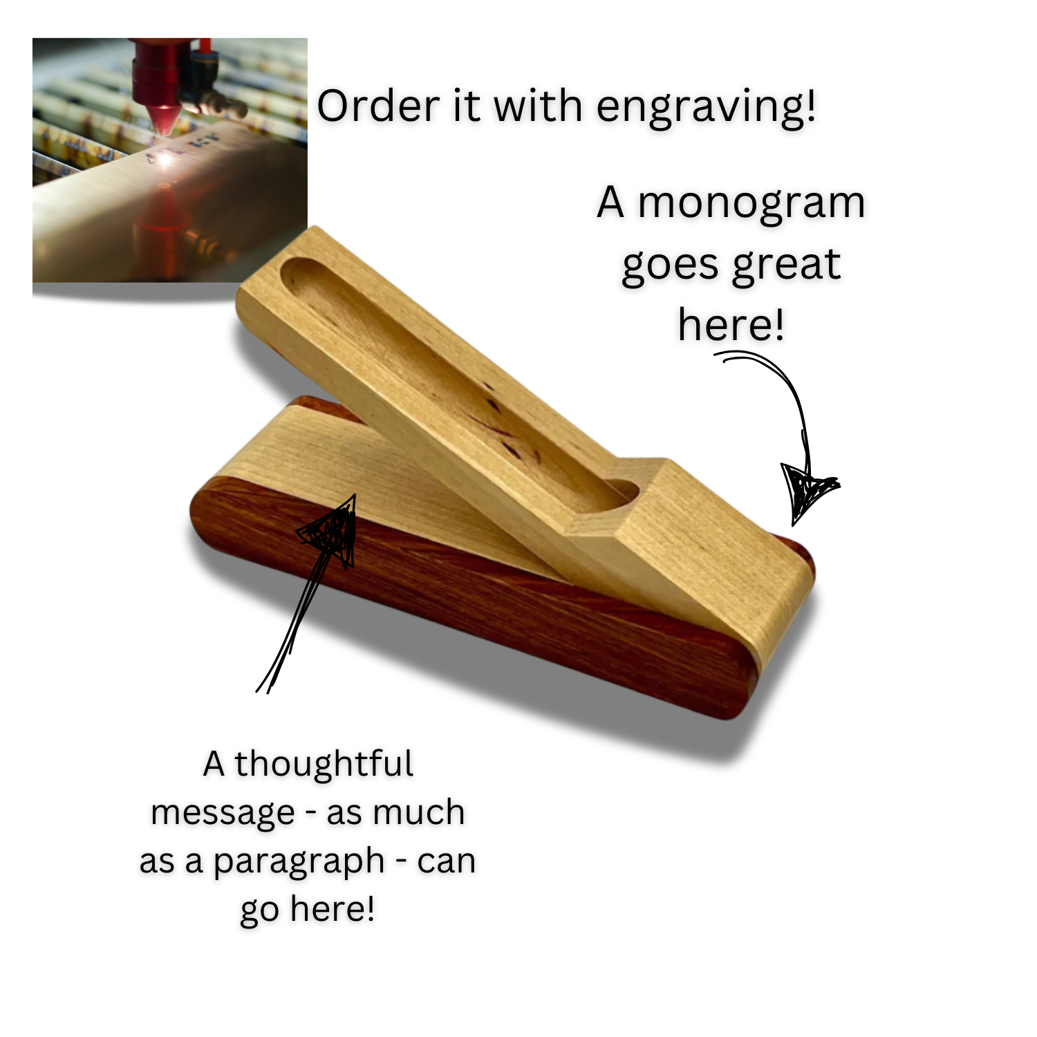 Deluxe Hardwood Personizable Pen Holder Storage Display Case