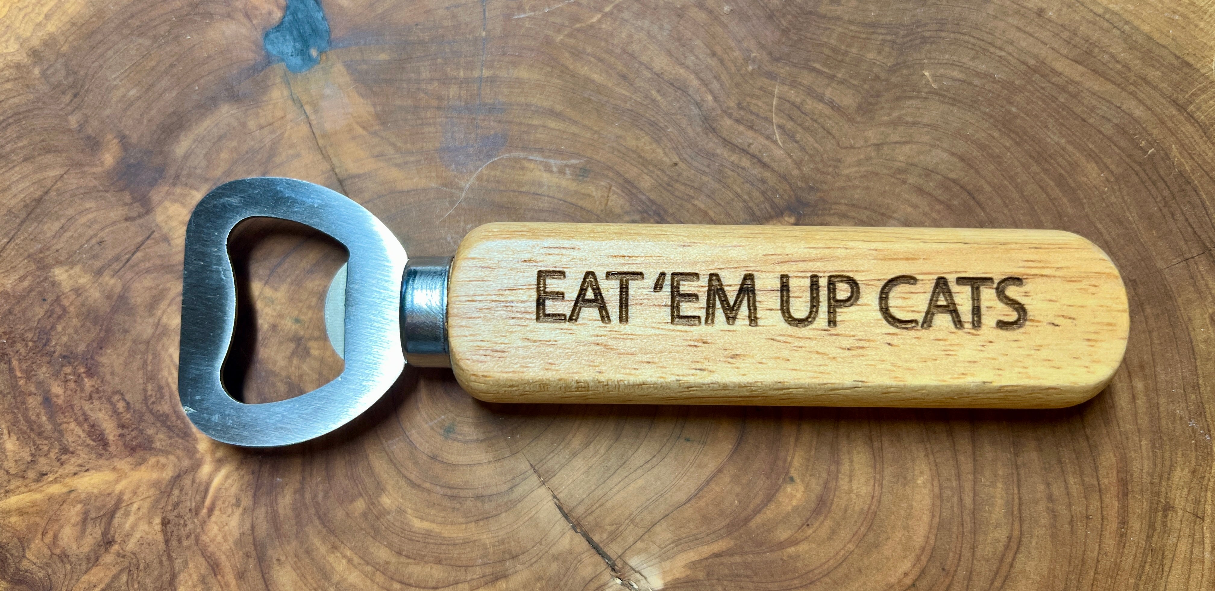 Bamboo wooden handle Bottle opener- Choose a Custom wording