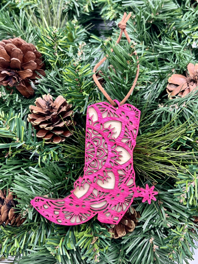 Boot Mandala Wood Ornament/Hang Tag 4" - Zeman Woodcrafts