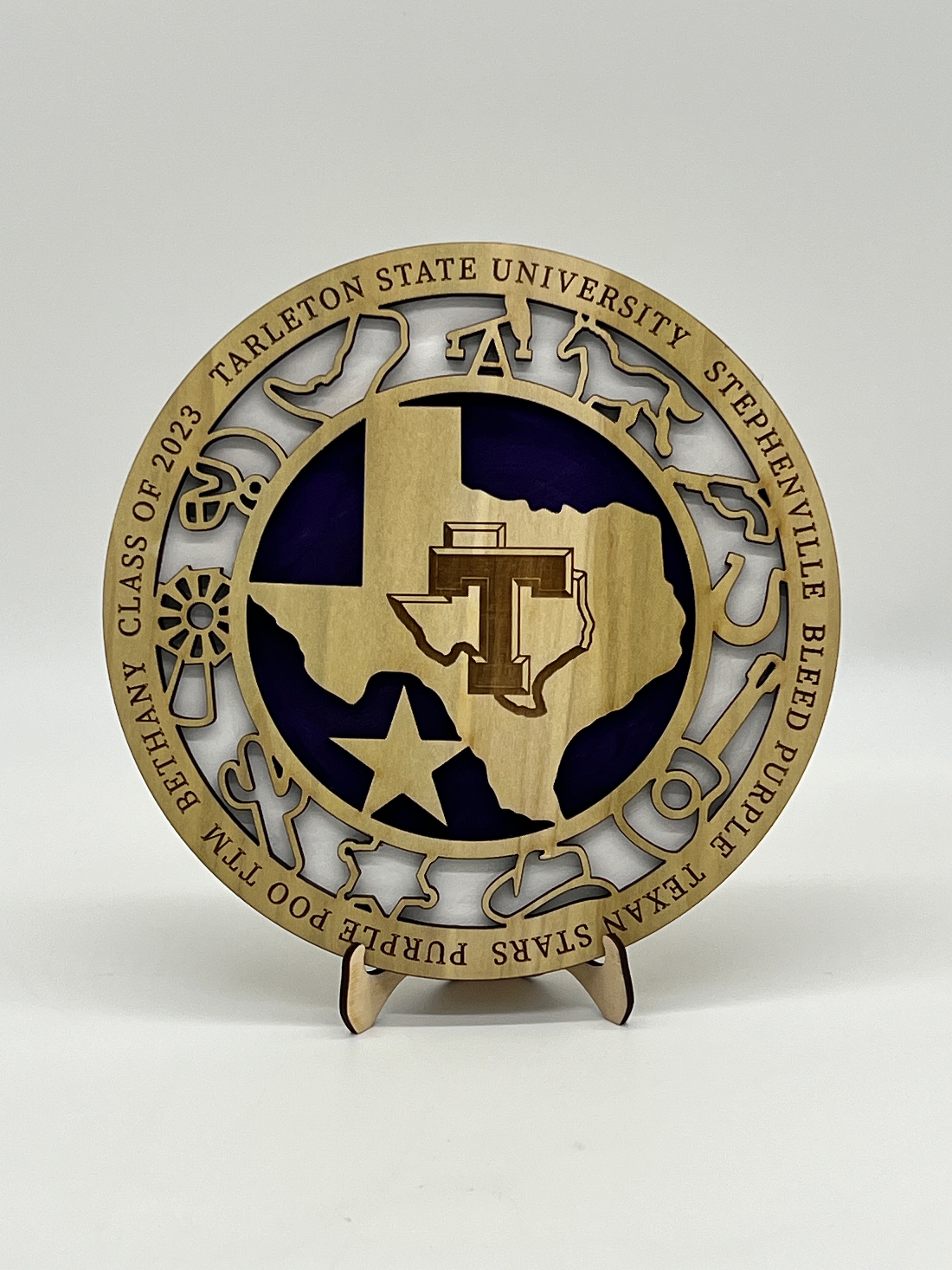 Tarleton Spirit Decor - Handmade Two Layer Wooden Sign for Dorm, Home, or Office