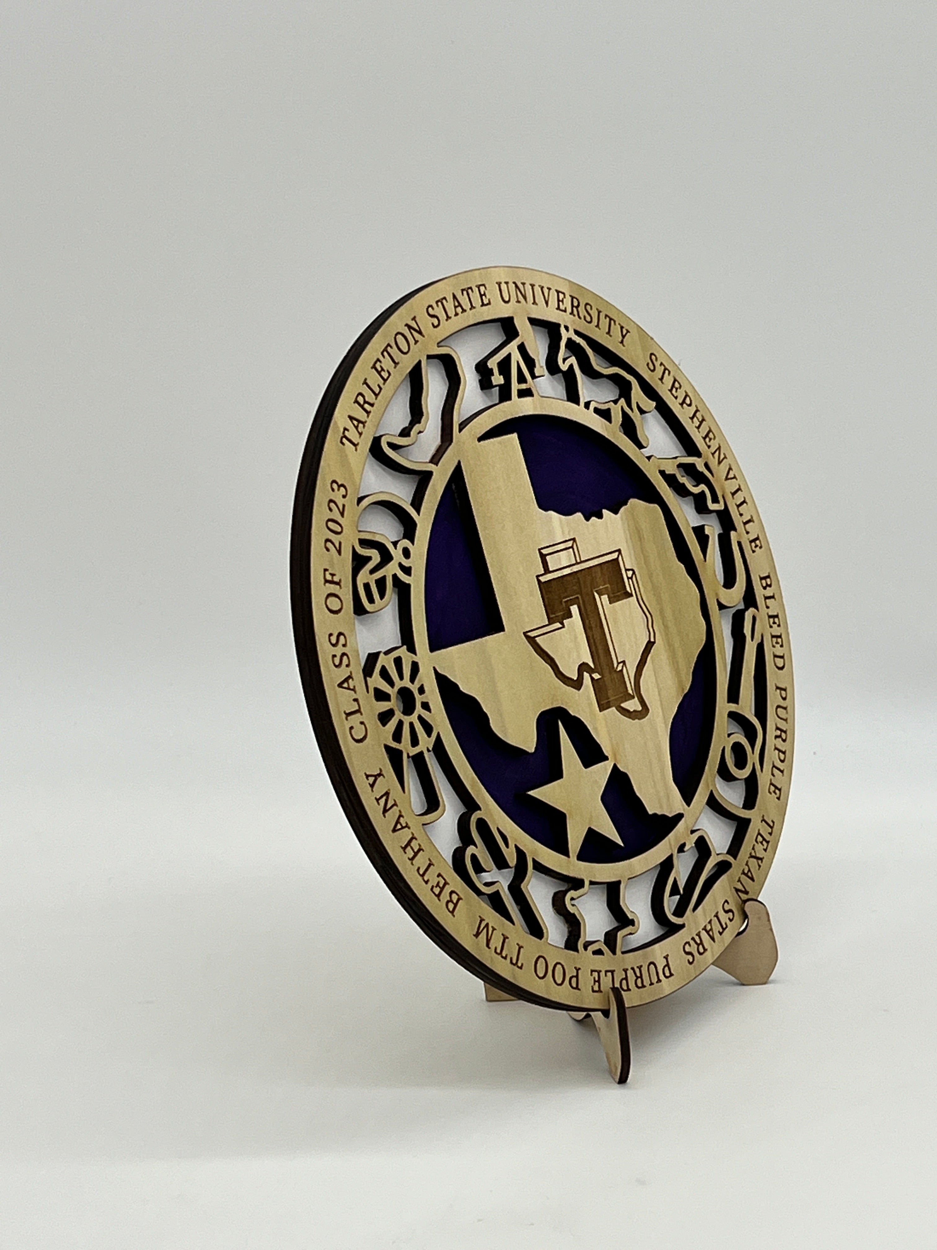 Tarleton Spirit Decor - Handmade Two Layer Wooden Sign for Dorm, Home, or Office