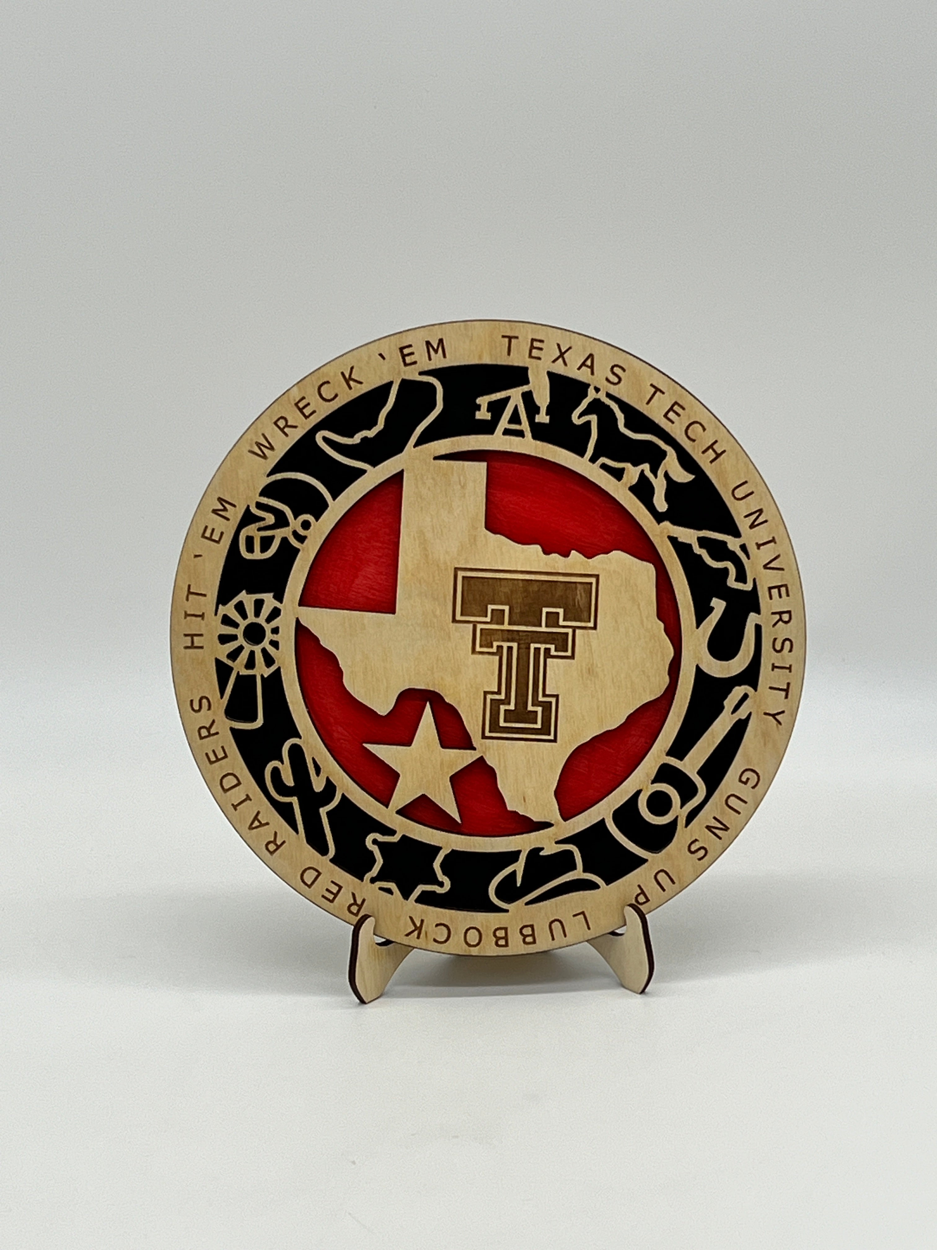 Texas Tech - Handmade Two Layer Wooden Sign for Dorm, Home, or Office