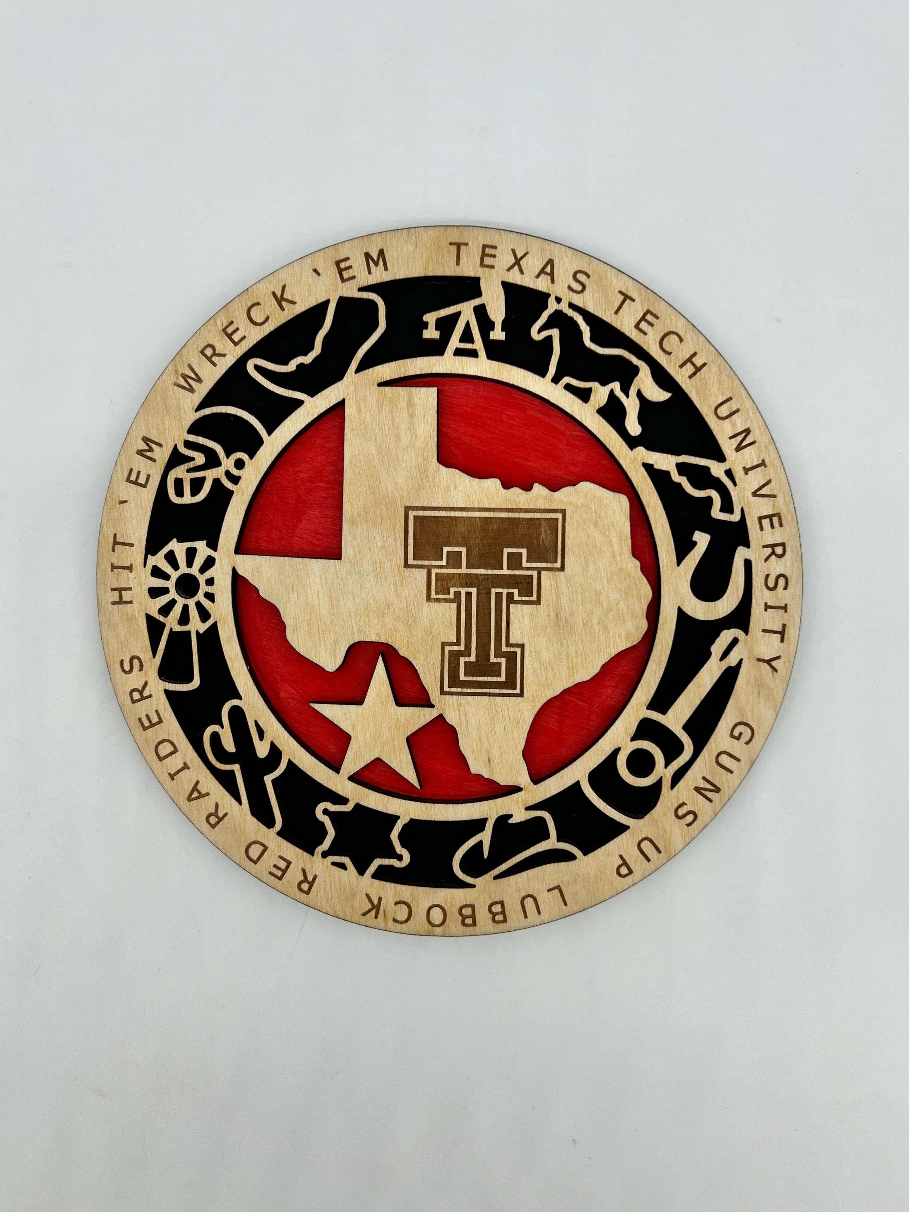 Texas Tech - Handmade Two Layer Wooden Sign for Dorm, Home, or Office