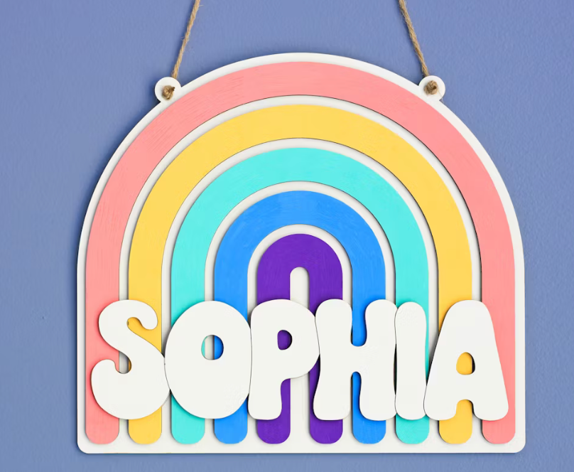 Rainbow Wood Name Sign Kit