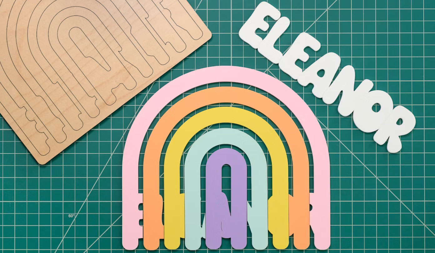 Rainbow Wood Name Sign Kit