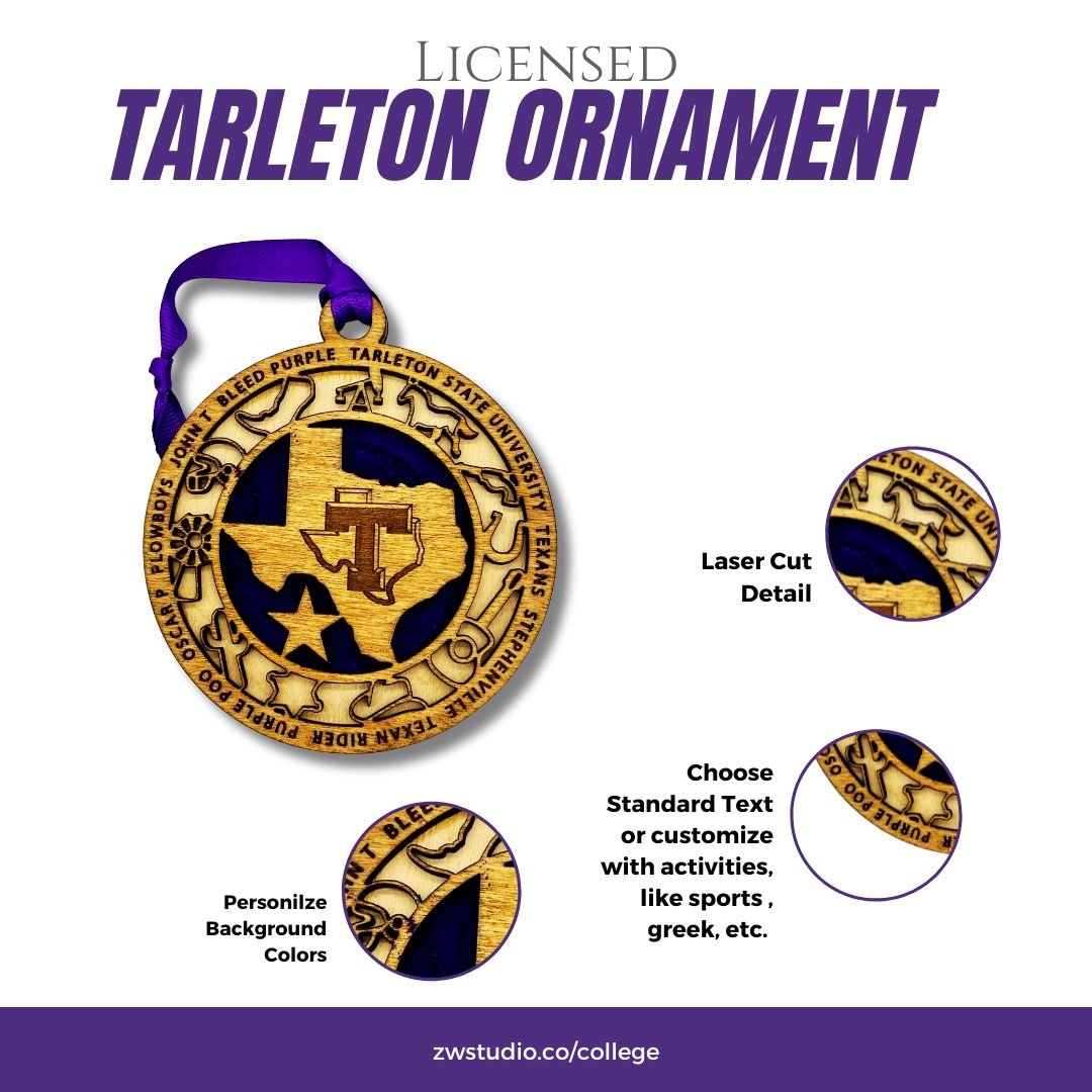 College and University School Spirit Ornament - Zeman Woodcrafts