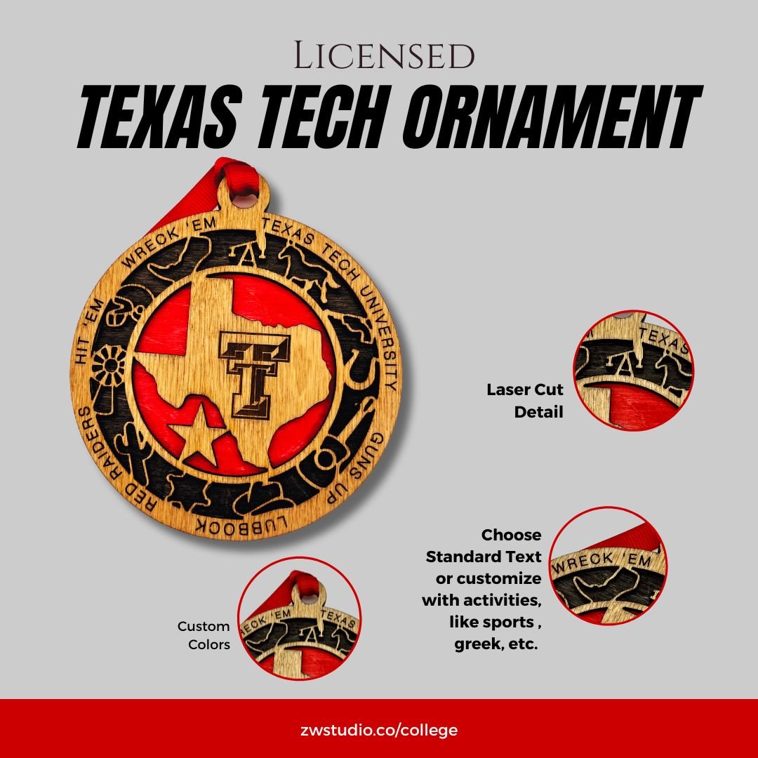 College and University School Spirit Ornament - Zeman Woodcrafts