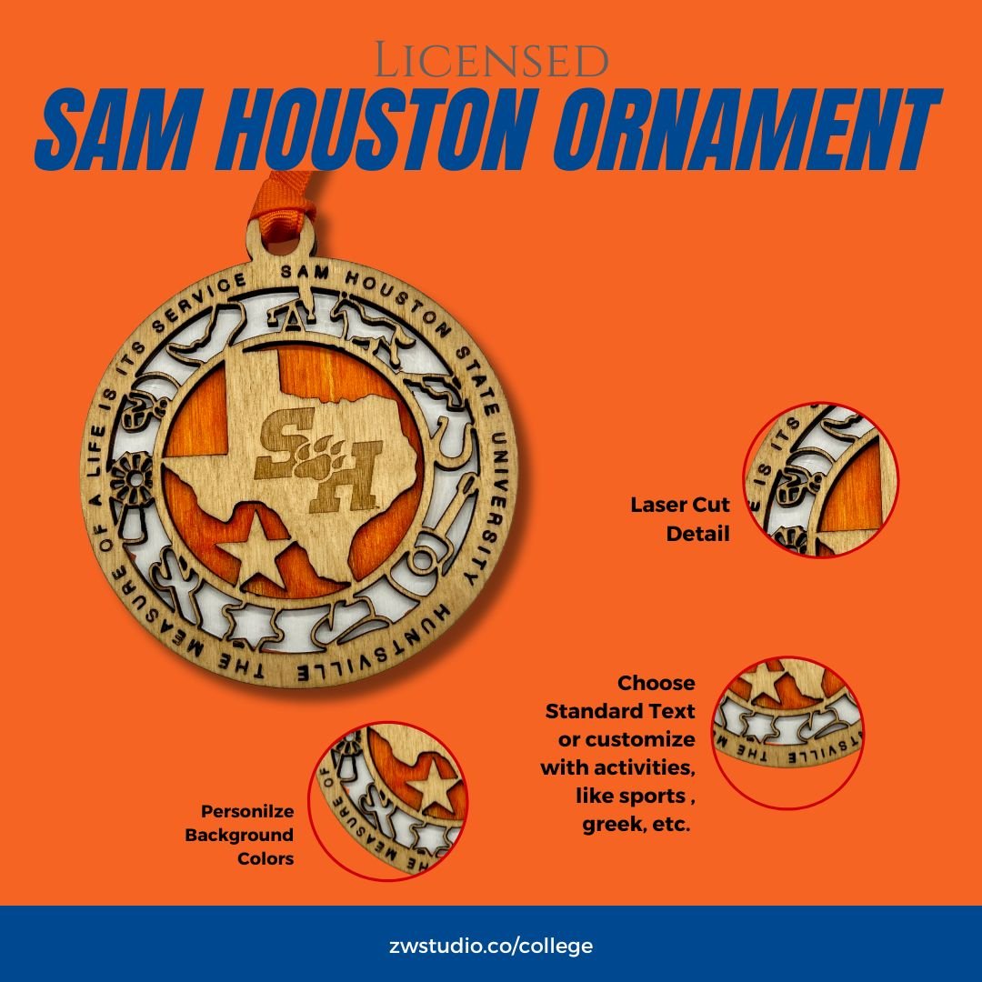 College and University School Spirit Ornament - Zeman Woodcrafts