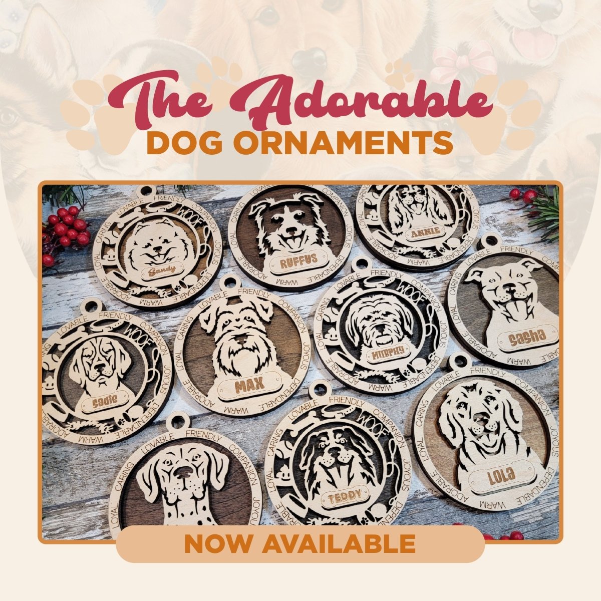 Dog Ornaments E-Z - Zeman Woodcrafts