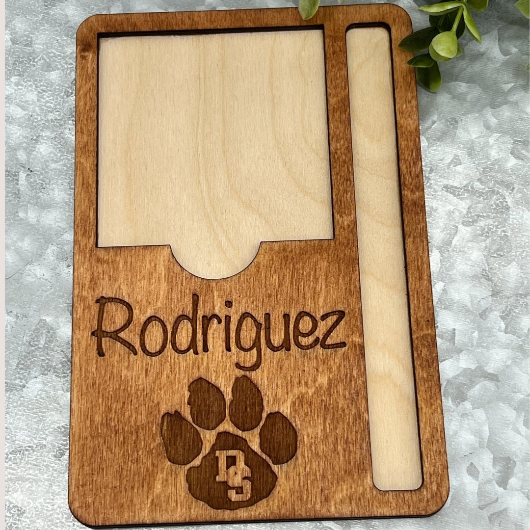 Personalized Engraved Sticky Pad and Pencil Desk Accessory - Zeman Woodcrafts