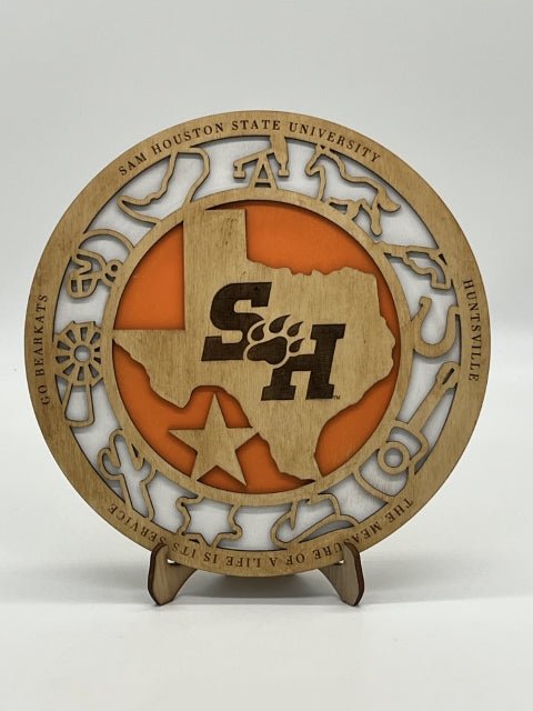 Sam Houston Spirit Decor - Handmade Two Layer Wooden Sign for Dorm, Home, or Office - Zeman Woodcrafts
