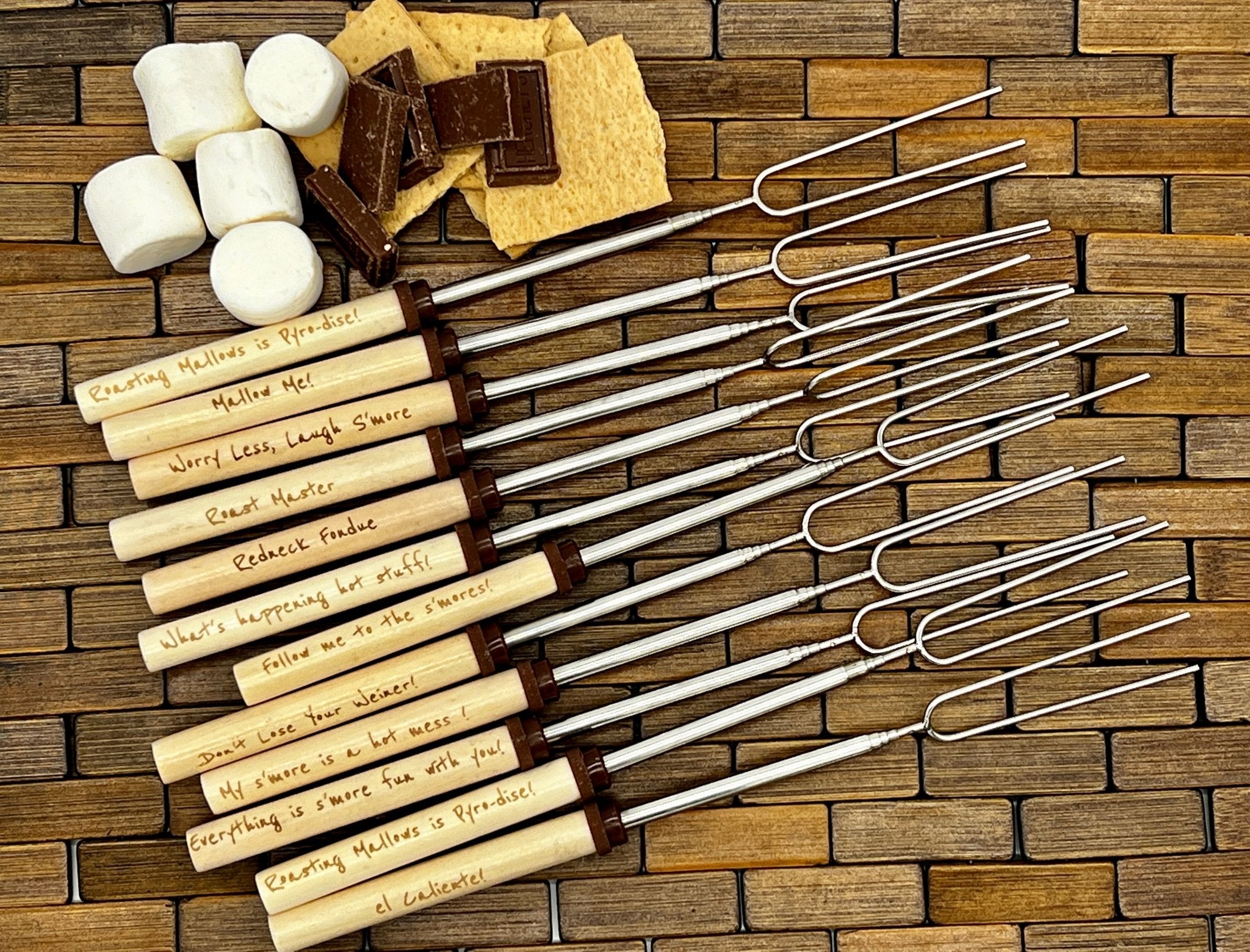 S'mores / Roasting Skewers - Custom Engraving Included - Zeman Woodcrafts
