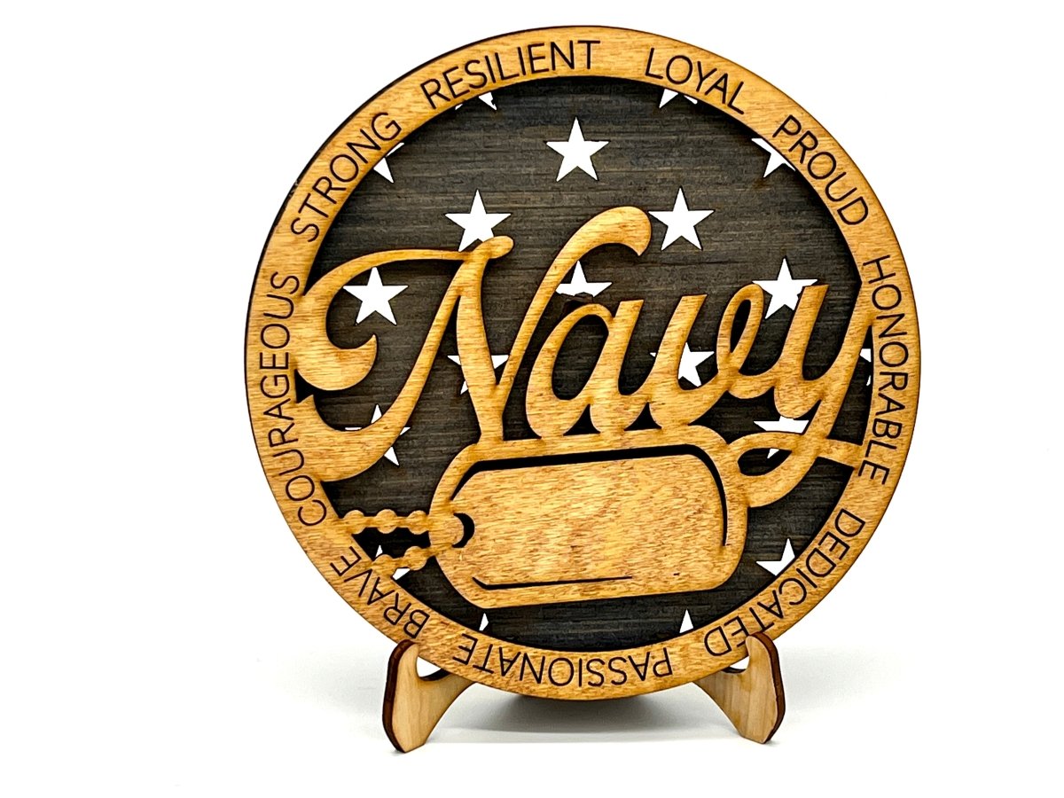 US Navy Desk Art with Easel - Zeman Woodcrafts