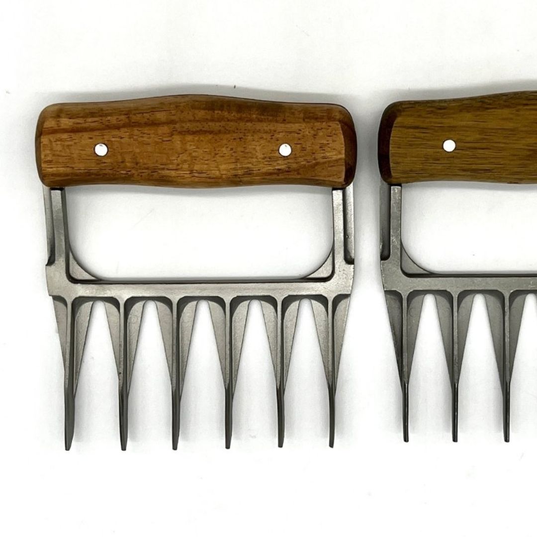 Zeman Woodcrafts Stainless Steel Wood Handle Meat Claw - Perfect Tool for Grill Masters and Foodies! - Zeman Woodcrafts