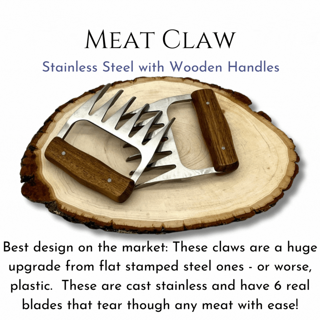 Zeman Woodcrafts Stainless Steel Wood Handle Meat Claw - Perfect Tool for Grill Masters and Foodies! - Zeman Woodcrafts
