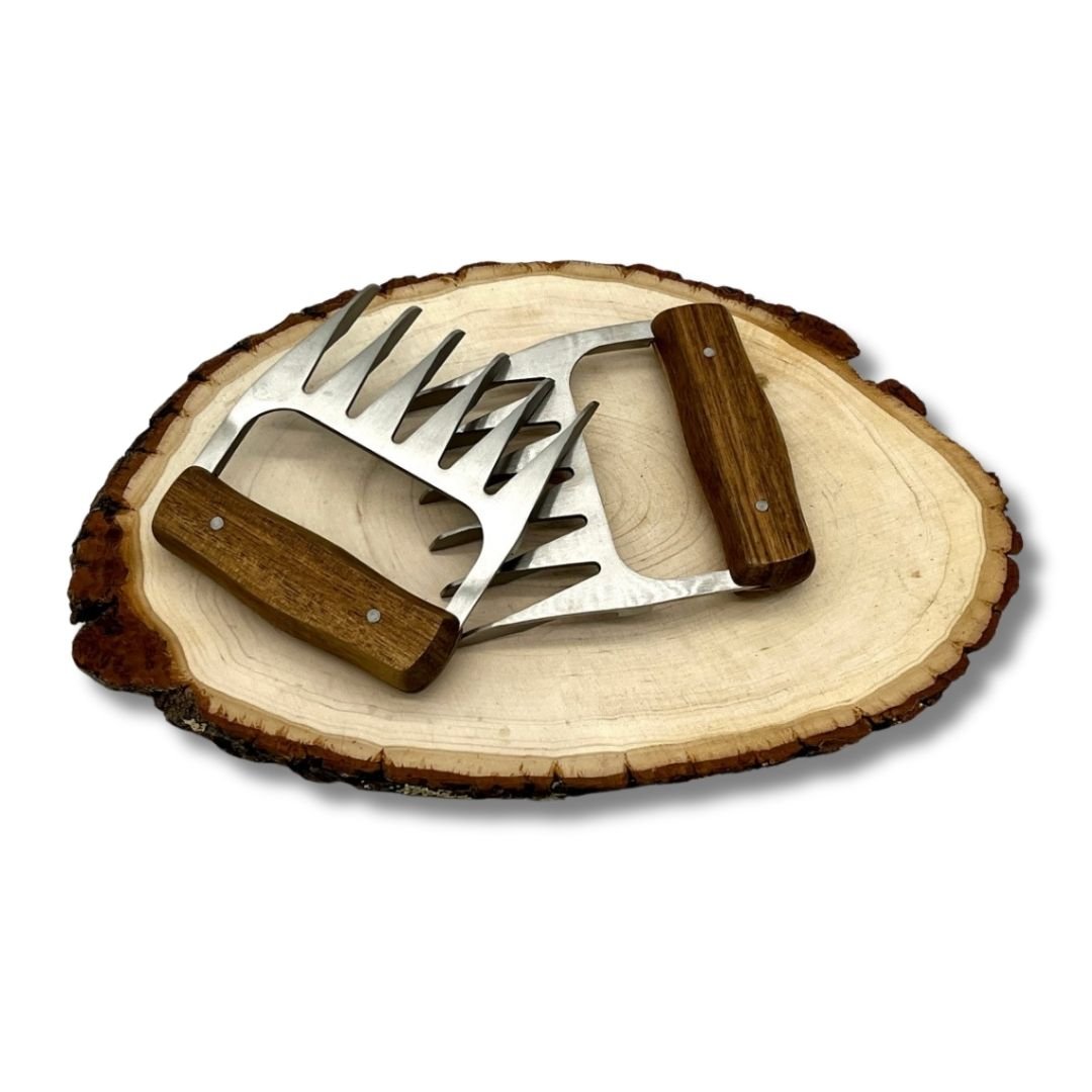 Zeman Woodcrafts Stainless Steel Wood Handle Meat Claw - Perfect Tool for Grill Masters and Foodies! - Zeman Woodcrafts