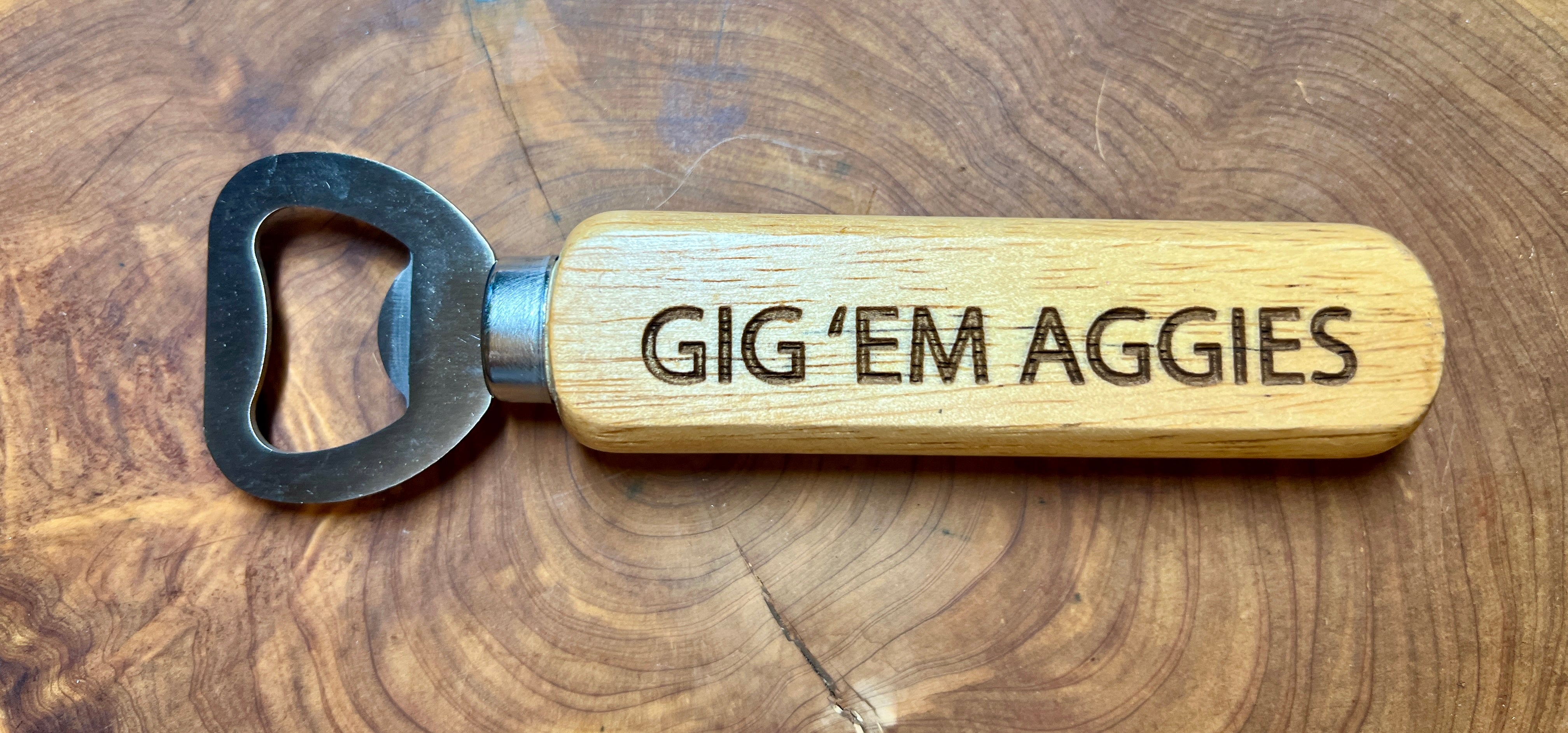 Bamboo wooden handle Bottle opener- Choose a Custom wording