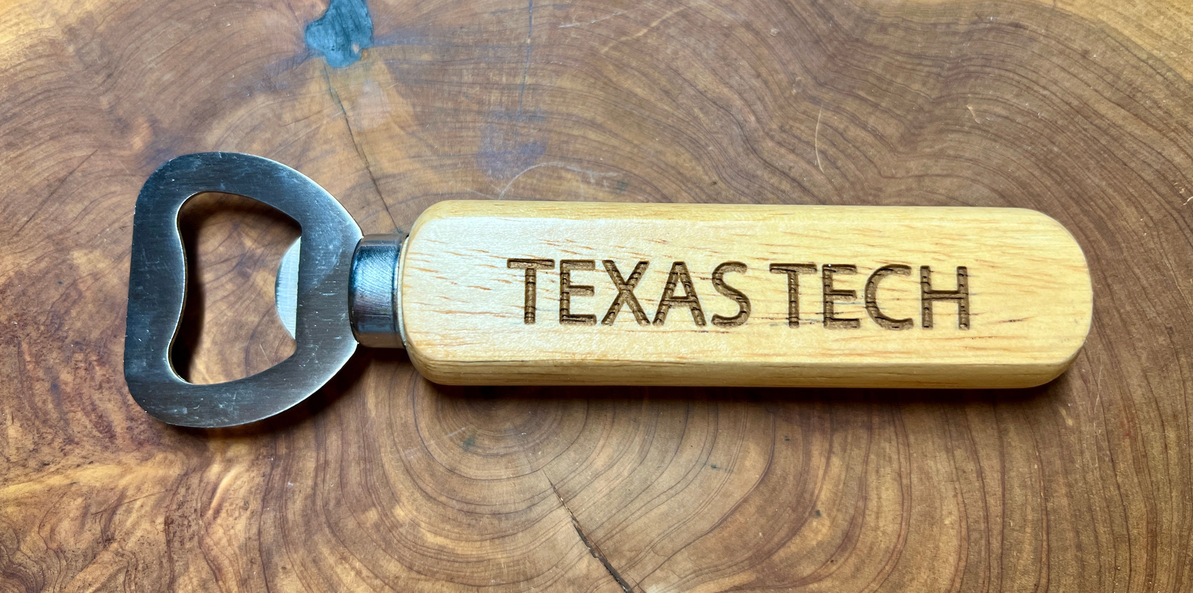 Bamboo wooden handle Bottle opener- Choose a Custom wording