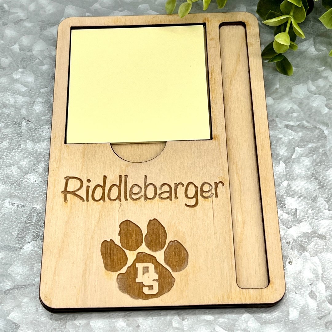 Personalized Engraved Sticky Pad and Pencil Desk Accessory - Zeman Woodcrafts